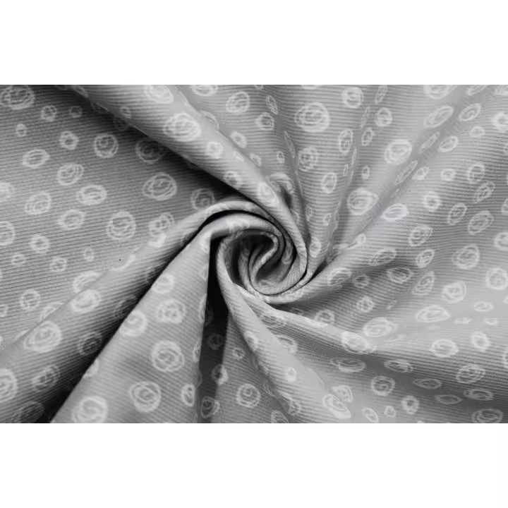 No Application Application Application Application Application Application Tela Pique Canutillo Gris con Circulos Blancos para Ropa de Bebé - 1