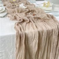 Corredor De Mesa Semi-Transparente De Gauze Verde Esponja Para Bodas Retro Bohemio Decoración De Banquetes Y Arches - details 0