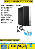 Ordenador de sobremesa Hp 800 g3 mt core i5 6 generacion 16gb Ram 480 gb ssd - details 0
