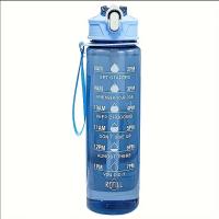 Botella Deportiva De 800ml/27oz Con Escala De Tiempo a Prueba De Fugas Para Viajes Y Fitness Plástico Resistente - details 8