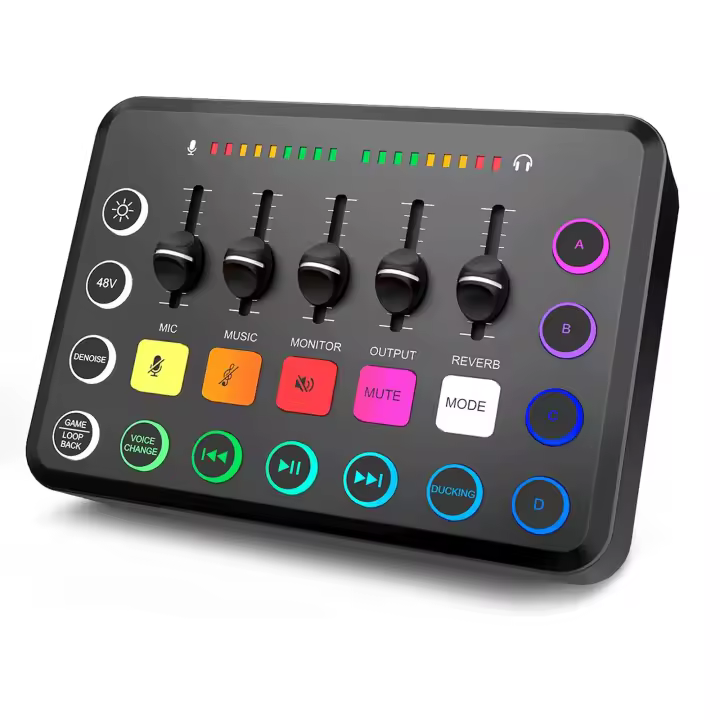Mezclador De Sonido Profesional 5 Canales F11 Tarjeta De Sonido Para Streaming En Vivo Accesorios Para Podcast Y Juego Adecuado Para Computadora PC - 1