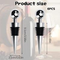 Tapones de botellas de vino, 6 tapones de vino de acero inoxidable reutilizables para ahorrar botellas, corchos de vino a prueba de fugas para vino, champán - details 0