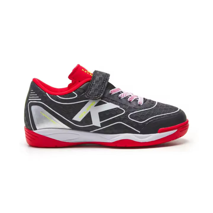 Zapatillas de Fútbol sala Kelme Goleiro Kids Elastic Infantil Negro Y Rojo - 1