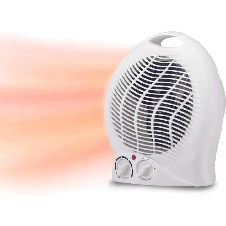Aerotermo de baño, aerotermo, 2000W, 2 potencias seleccionables, aerotermo compacto con termostato regulable, modo eco y función de apagado automático, blanco - 1