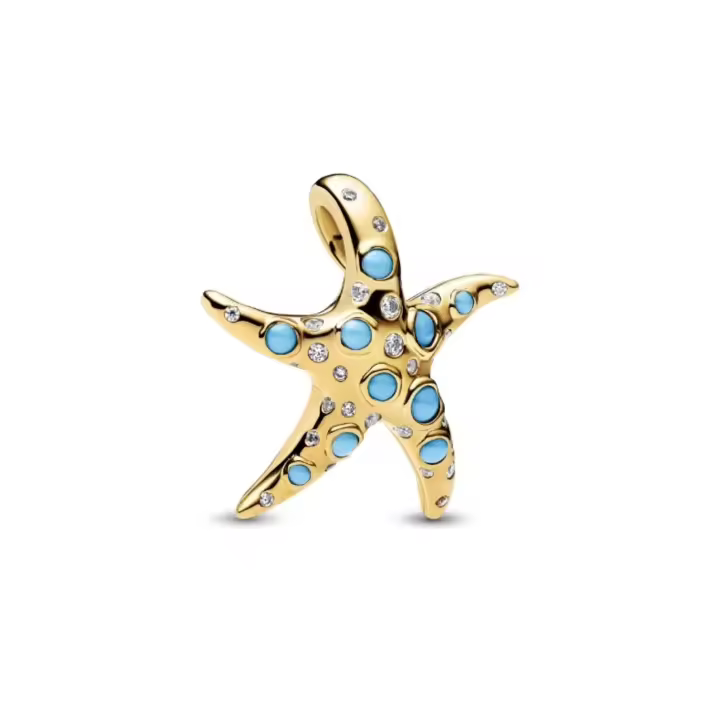 PANDORA Charm de estrella de mar azul Everbright , charm de vida marina - 1