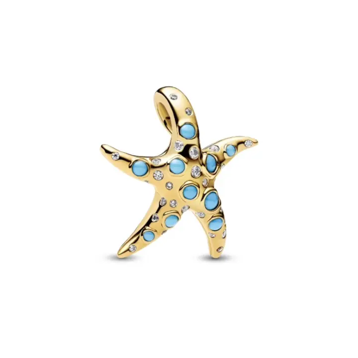 PANDORA Charm de estrella de mar azul Everbright , charm de vida marina - 1