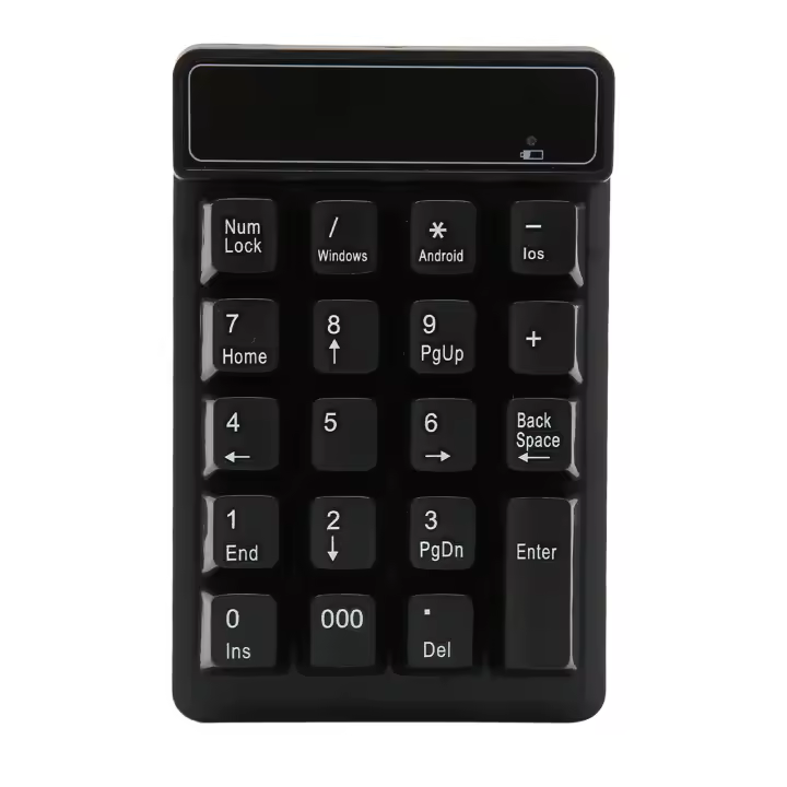 Teclado numérico inalámbrico negro 19 teclas en forma de U BT4.0 teclado numérico compacto con batería para juegos computadora de oficina - 1