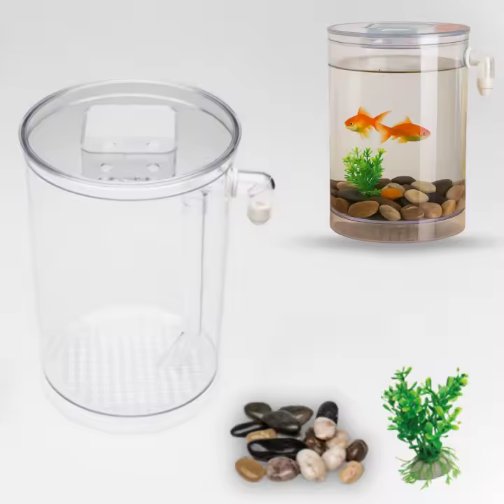 Acuario de Peces Fish Wonder, Pecera autolimpiante, Iluminación Led, Piedras y Plantas Artificiales, Agua siempre Limpia, Mantenimiento fácil y práctico, Kit acuario - 1