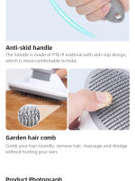 Peine Automático Para Mascotas De Acero Inoxidable Eliminación De Pelos Con Un Click Herramienta De Limpieza Doméstica Para Gatos Y Perros - details 4