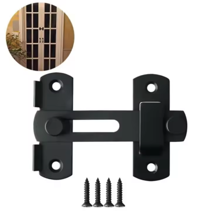 Cerradura De Puerta De Acero Inoxidable Latch Flip Latch Cerradura De Seguridad Para Armario Cerradura De Puerta Deslizante Herramienta De Cierre Negro Mate - 1