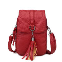 Bolso De Hombro De Cuero PU Con Borla Moda Para Mujer Bolsa Bandolera Casual Con Bolsillo Para Teléfono Móvil - details 3