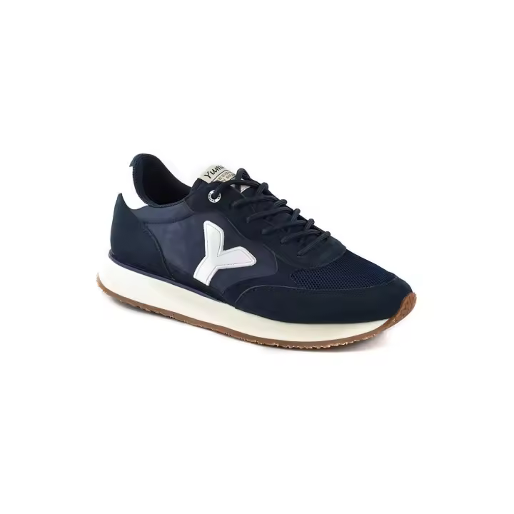 YUMAS Eros Zapatilla deportiva sneaker hombre Azul marino Piel serraje y Nylon- Cómoda, Elegante y Casual - 1