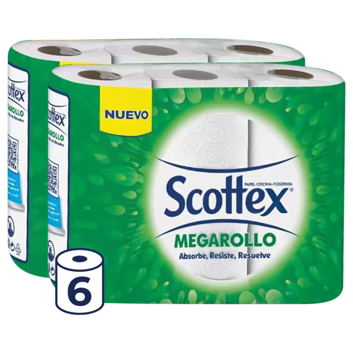 Scottex Megarrollo Papel de Cocina | Múltiples Packs | Absorbencia y Resistencia Óptimas - 1