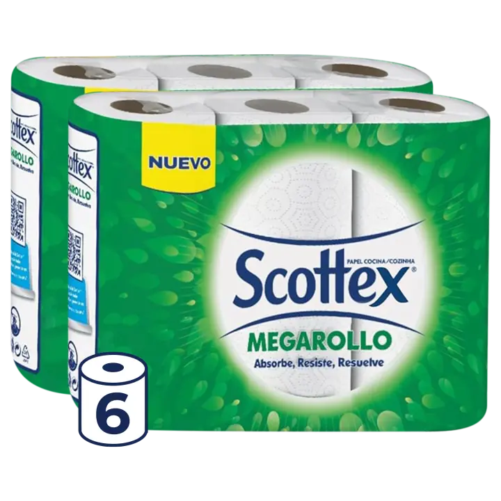 Scottex Megarrollo Papel de Cocina | Múltiples Packs | Absorbencia y Resistencia Óptimas - 1