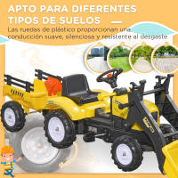 HOMCOM Tractor a Pedales para Niños de 3 Años Excavadora Infantil Juguete de Montar con Remolque Extraíble y Pala Delantera Carga 35 kg 167x41x52 cm Amarillo - details 5