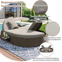 Tumbona de Ratán para dos, Sofá Cama de exterior, Tumbona de Jardín con estante lateral, Tumbona para dos, Mesa plegable para 2, Tumbona de Jardín, Tumbona de Ratán para dos, sofás de exterior ajustables individualmente - details 2