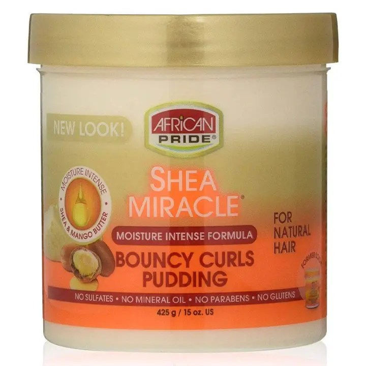 African Pride Shea Butter Miracle Pudding  300ml Custard    Producto para rizos definicion y styling - 1