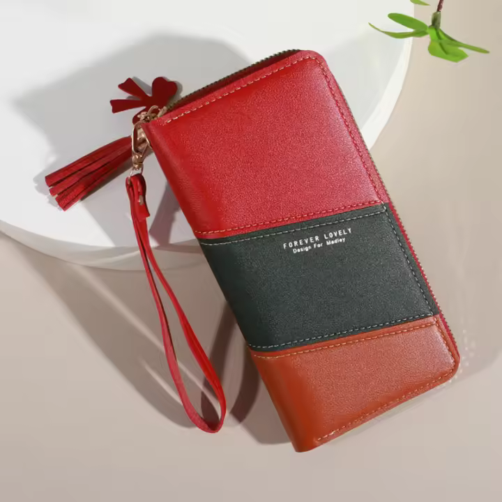 Cartera Larga De Cuero PU Para Mujer Con Cierra De Cremallera Y Multiples Slots Para Tarjetas - 1