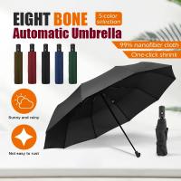 Parasol Automático Resistente Al Viento Para Hombres Y Mujeres Con Capa Negra Anti-UV Plegable 3 Veces Para Protección Contra Lluvia Y Sol 8 Viles Lujo - details 0