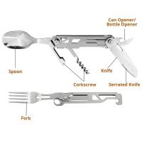 Cuchutlería Plegable Para Camping Multifuncional Portátil Incluye Navaja Cuchillo Cuchara Abrebotellas Y Abrepatas Equipamiento Para Picnic - details 1