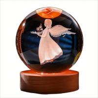 Bola De Cristal Carved Cherub 3D Decoración De Mesa Para Dormitorio Y Sala De Estar Regalo Para Mujer Madre Hija - details 4