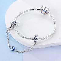 Cadena De Seguridad De Plata Esterlina 925 Estrella Luna Corazón Bordeado Con Clip De Silicona Para Pulsera Original Joyería DIY Regalo - details 22