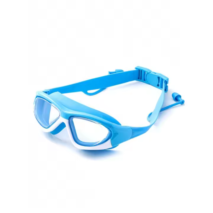 Gafas transarentes de Alta definición impermeables de la natation de los niños con los auriculares, El clip de la nariz y la Correa del silicón de La Caja de almacenamiento, Cómodo y ajustable - 1