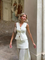 Conjunto De Vestido Para Mujer Estilo Británico Con Botones Metálicos Y Volante Hasta El Tobillo Traje De Invierno Elegante Y Temperamental - details 8