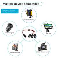 Ociodual Universal Car Cigarette Lighter Socket Connection Adapter 1m Extension Cable 12V 24V 10A Connector LED Indicator Black - details 5