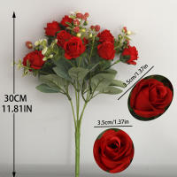 Nueva Corbata De Flores Artificiales Rosa Seda Con Hojas De Eucalipto Y Peonía 10 Piezas Para Bodas Fiestas Vaso Hogar Decoración De Navidad - details 1