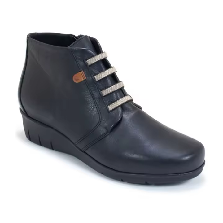BOTIN VALERIA'S CONFORT 9536 NEGRO. Botin de corte bajo para mujer muy comodo con cierre de cremallera. Realizado en piel de alta calidad. - 1