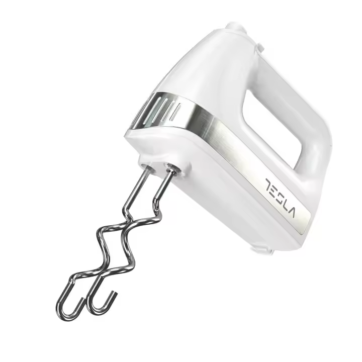 TESLA MX500WX - Batidora de mano (500W, 5 velocidades, función turbo, 2 varillas, 2 ganchos) Blanco-inox - 1