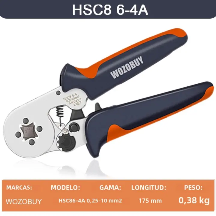 Herramienta De Enchufe Hexagonal HSC8 6-6/6-4 Ajustable Ratcheting Para AWG23-10 0.25-6.0mm² Multifuncional De Acero Carbono - 1