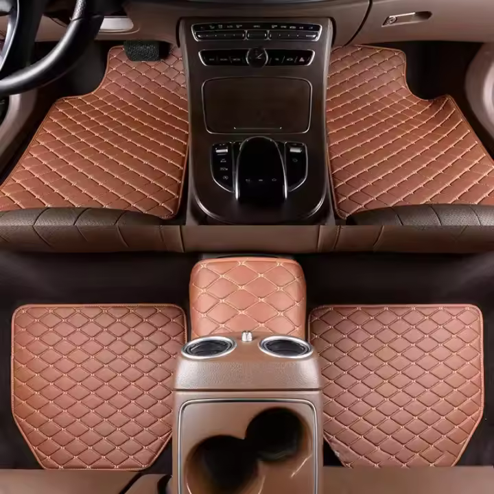 Alfombrillas de cuero impermeables para el suelo del coche, 5 piezas, Protector Universal para el pie del automóvil, accesorios para el Interior de la alfombra - 1