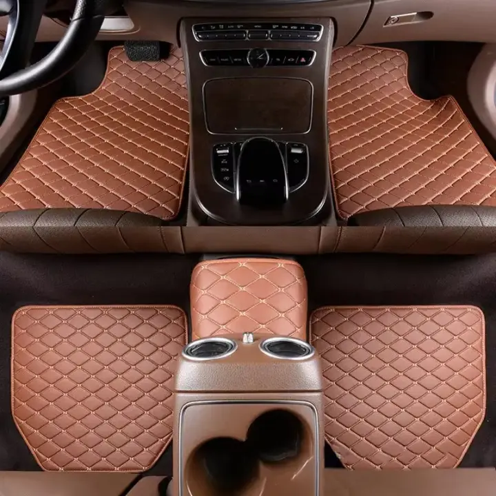 Alfombrillas de cuero impermeables para el suelo del coche, 5 piezas, Protector Universal para el pie del automóvil, accesorios para el Interior de la alfombra - 1