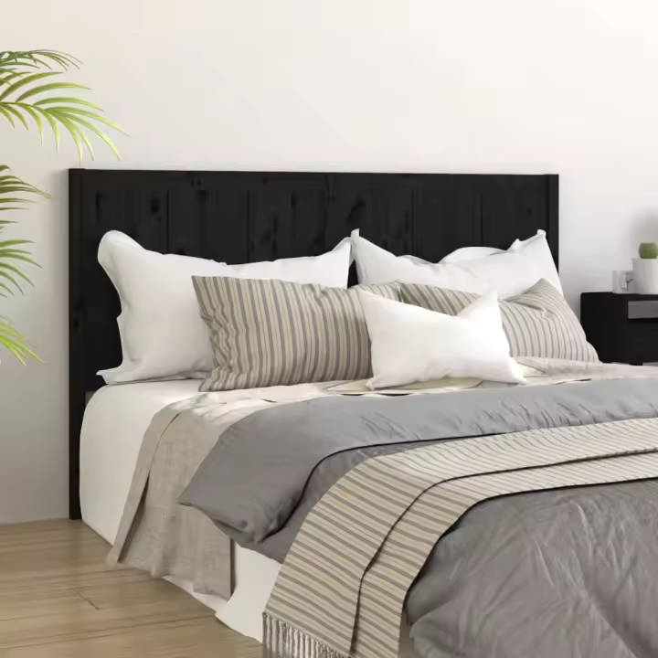 vidaXL Cabecero de cama madera maciza de pino negro 125,5x4x100 cm - 1