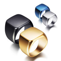 Anillo De Sello Grande En Forma Cuadrada Personalizable En Plata/Oro/Negro/Azul Para Hombres Anillo De Titánico Acero Joyería Clásica Para Fiesta - details 1