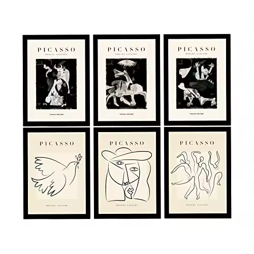 Set de 6 Cuadros Decorativos Nacnic Picasso Blanco y Negro | Arte Galería | Diseño Moderno - 1