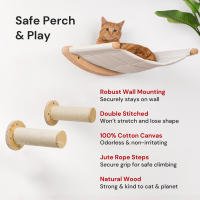 Juego De 3 Piezas De Hamaca Para Gatos Con 2 Postes De Rasguño Muebles Para Mascotas De Interior Soporte De Pared Cama De Percha Para Gatos - details 2