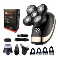 Afeitadora Eléctrica 5 En 1 Para Hombres Cabeza Lisa Cortador De Pelo Nariz Trimmer Hoja Bicolor Flotante Cuchilla Recargable Razor - details 1