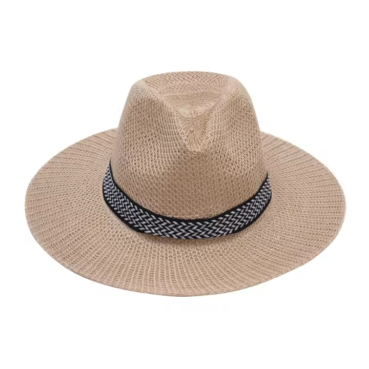 Sombrero De Paja Para Hombre Y Mujer Sombrero De Playa Jazz Panama Fedora Con Alas Anchas Protección Solar Para Viajes Y Ocio - 1