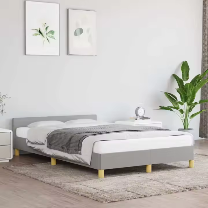 Estructura de cama sin colchón tela gris claro 120x200 cm - 1