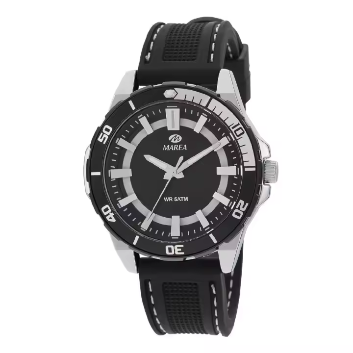TIDE B35343/3-Reloj para hombre con correa de silicona, esfera blanca y negra - 1