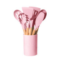 Juego De 12 Piezas De Utensilios De Cocina Ecológicos Con Mango De Madera Y Silicona No Adherente Resistentes Al Calor Espátula Y Cuchara Para Sartén - details 10