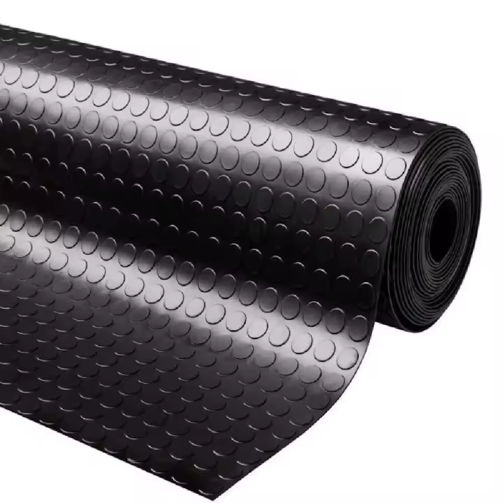 Pavimento de Caucho Antideslizante Suelo Protector Revestimientos Alfombra PVC negro - 1