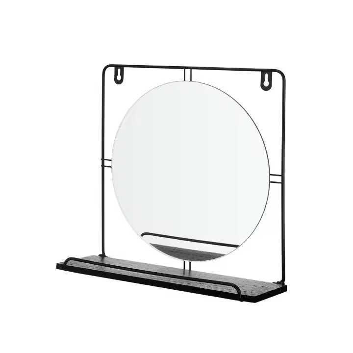 STARLEY-Espejo con Soporte Negro Metal Madera MDF 33,7 x 30 x 10 cm - 1