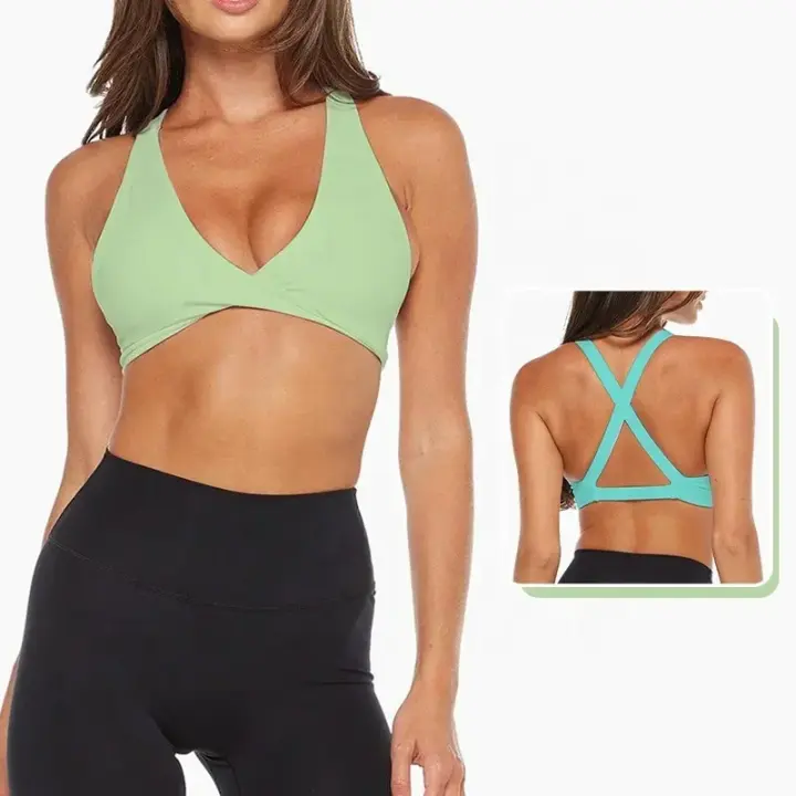 Sujetador De Yoga Para Mujer SHINBENE Con Tirantes Cruzados Y Costuras Altas Esponjado Fitness Y Ejercicio Top Corto - 1