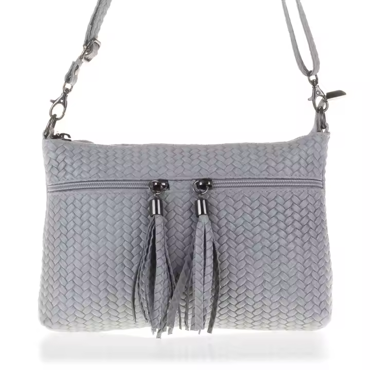 Firenze Artegiani. Genova Bolso bandolera Mujer.Piel auténtica Gamuza Grabado Espiga . Made in Italy. Vera Pelle Italiana. - 1