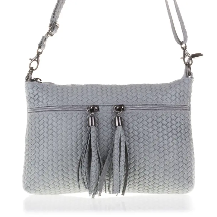 Firenze Artegiani. Genova Bolso bandolera Mujer.Piel auténtica Gamuza Grabado Espiga . Made in Italy. Vera Pelle Italiana. - 1