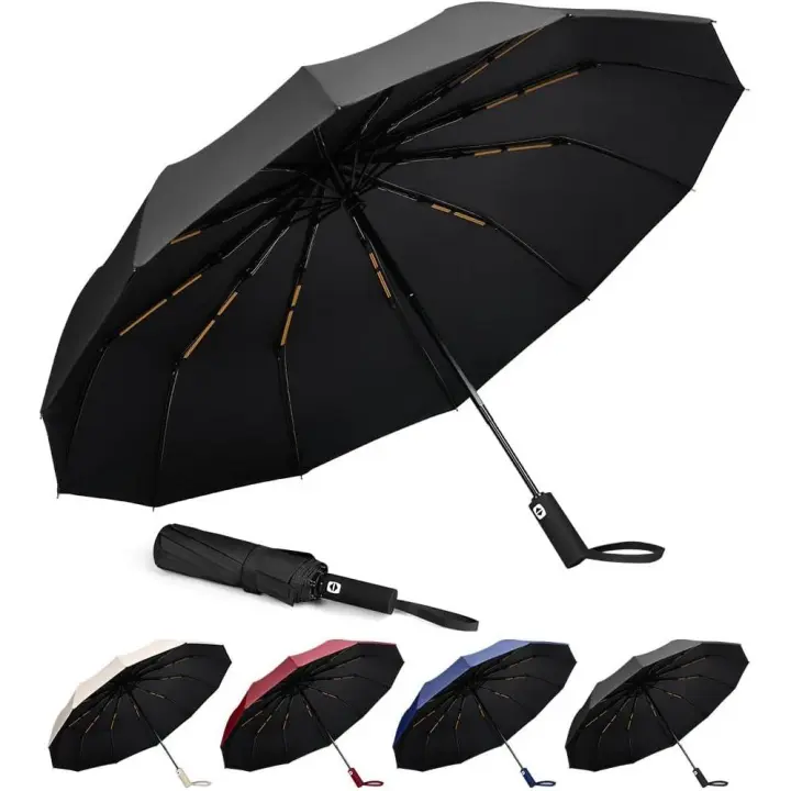 Paraguas Plegable Automático,Paraguas Plegable Antiviento para Hombre y Mujer Apertura y Cierre Automático,Paraguas Invertido, Resistente al Viento Paraguas para Adultos - 1